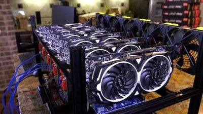 A detailed view of a mining rig undergoing diagnostic checks to prevent failures in cryptocurrency operations